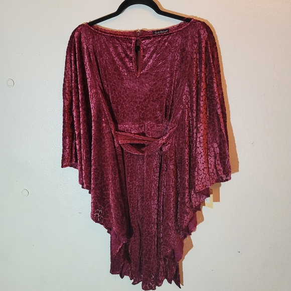 Velvet Burgundy Kaftan Dress - Picture 1 of 10